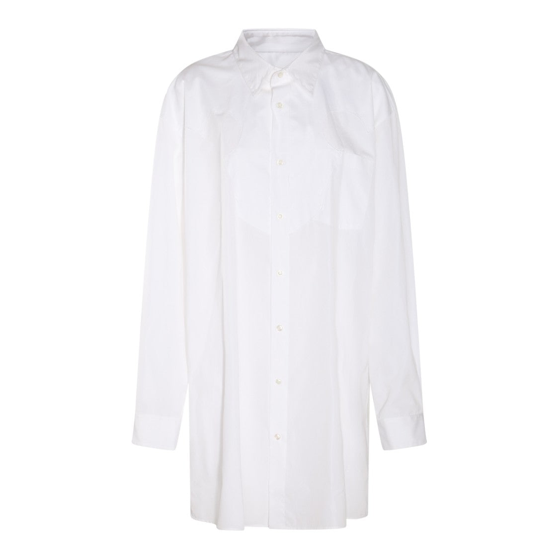 Maison Margiela Cotton Shirtdress With Straight-Point Collar And Curved Hem