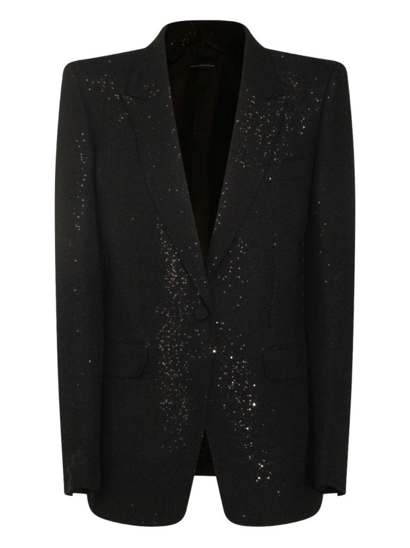 Tom Ford Structured Sequin-Detail Black Blazer