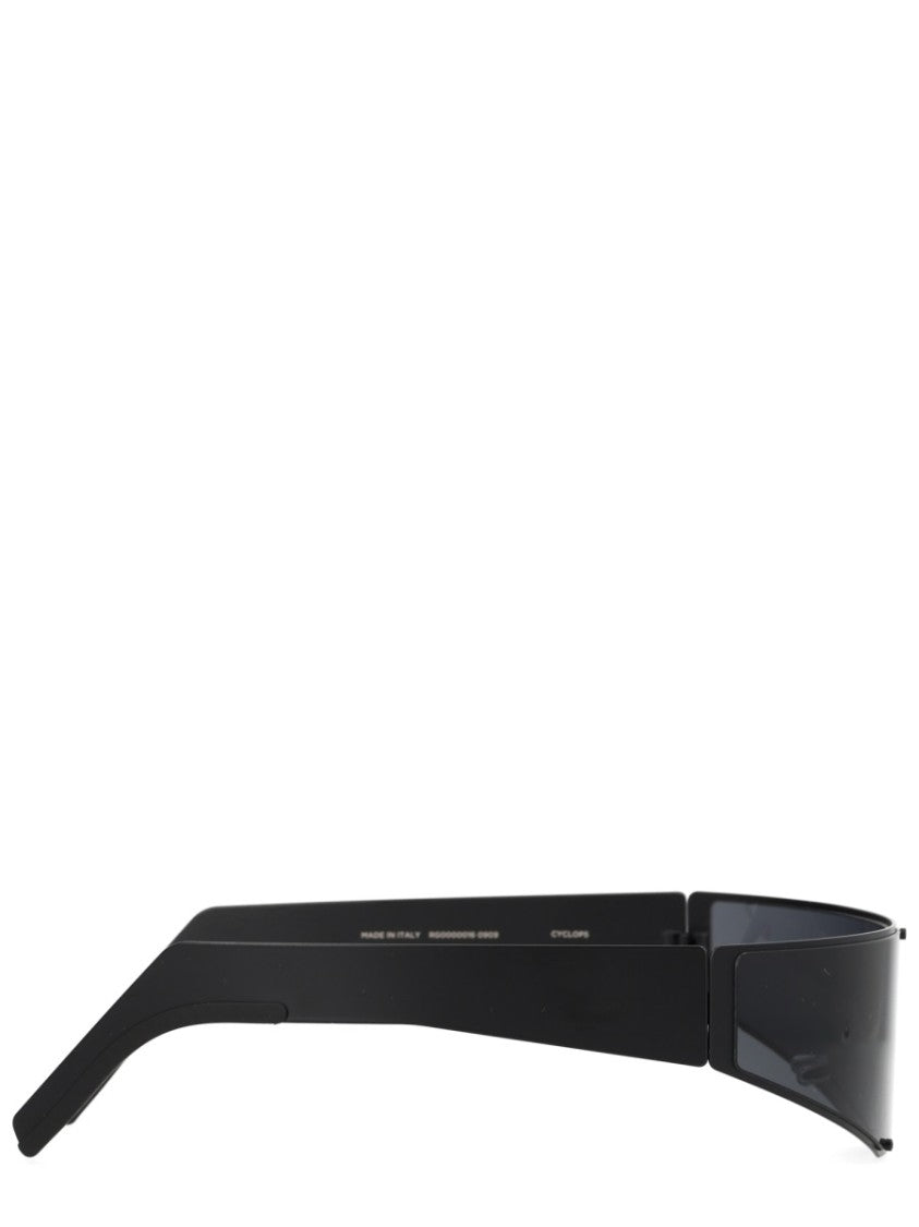 Rick Owens Black Angular Stainless Steel Sunglasses