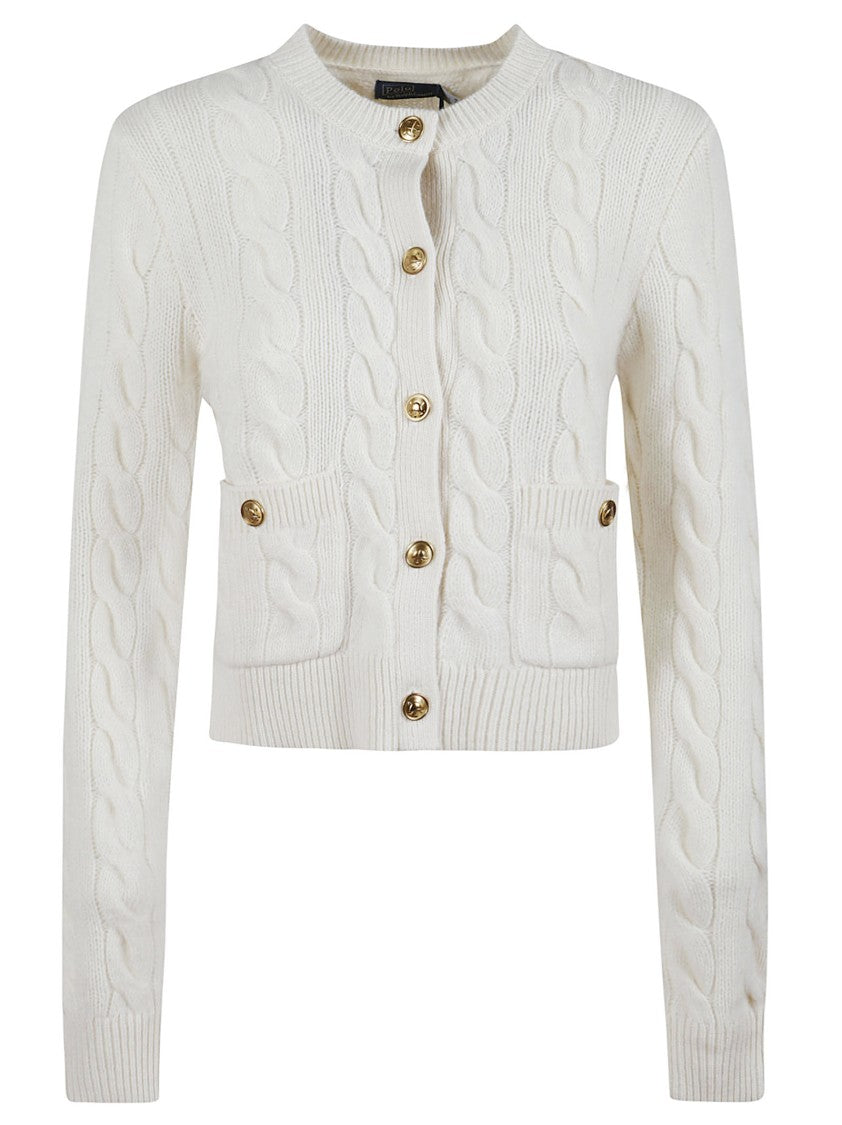 Polo Ralph Lauren Cable Knit Cardigan With Gold Button Accents