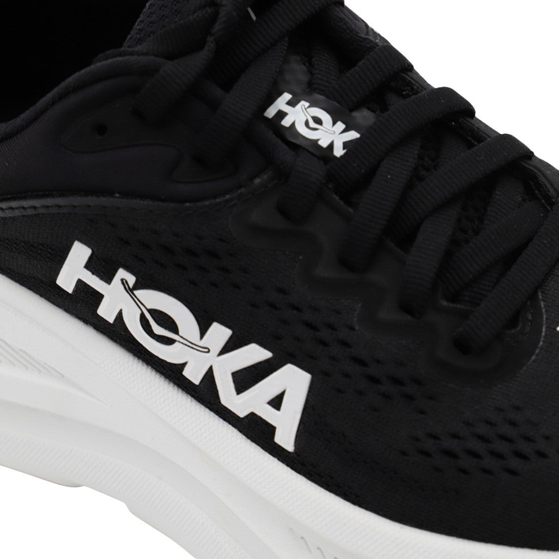 Hoka Sleek Black Mesh Sneakers With Cushioned Sole And Reflective Accents