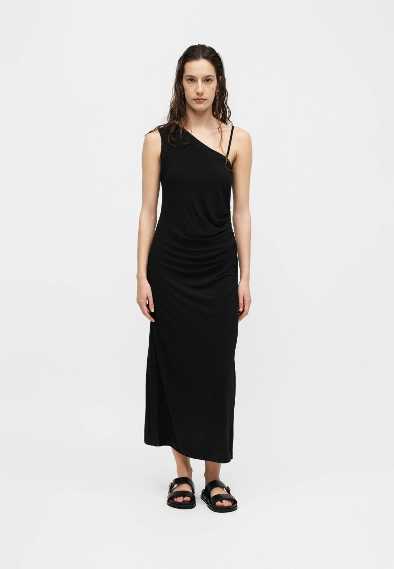 Max Mara Asymmetrical One-Shoulder Midi Dress With Ruching