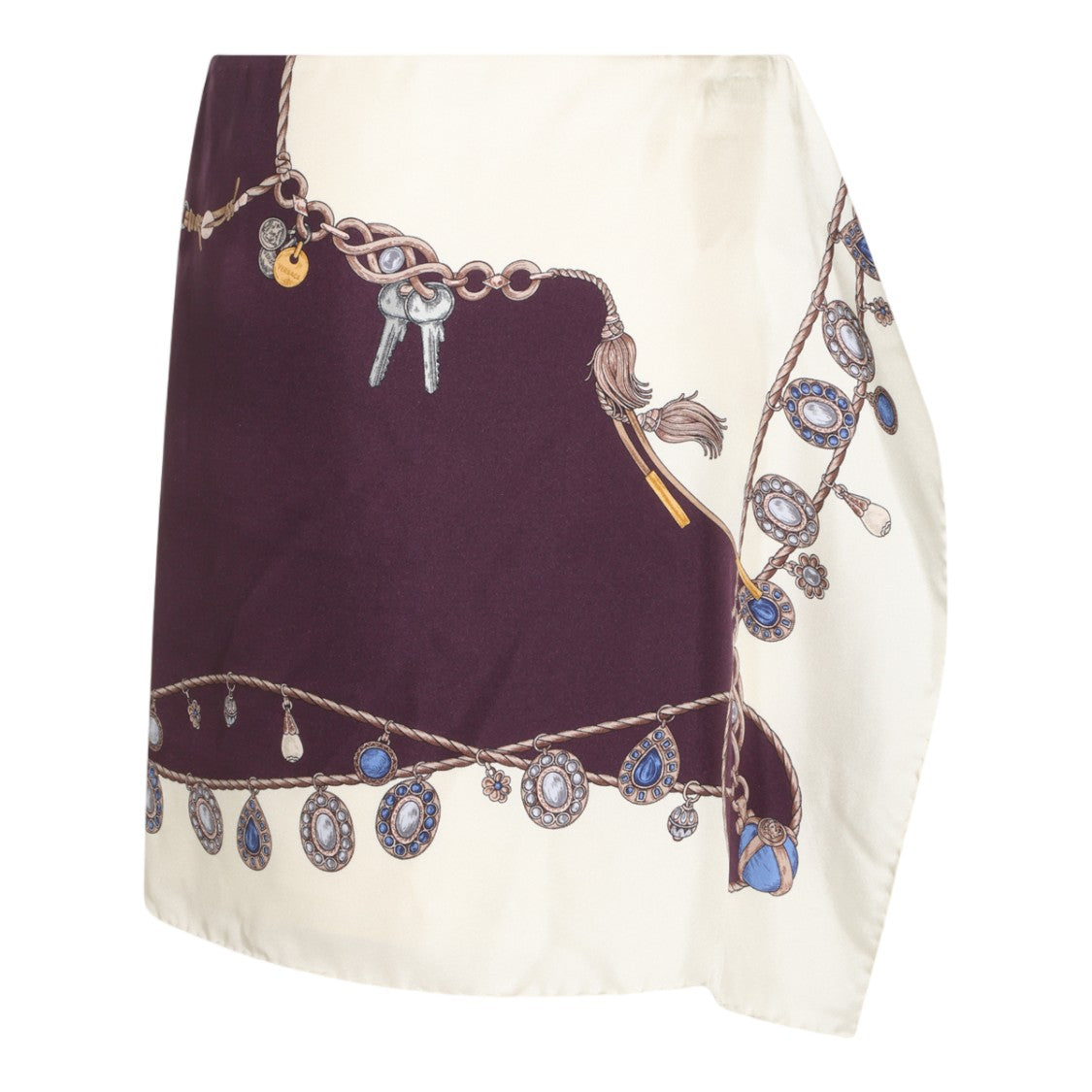 Versace Asymmetrical Hem Skirt With Ornate Jewel Motifs