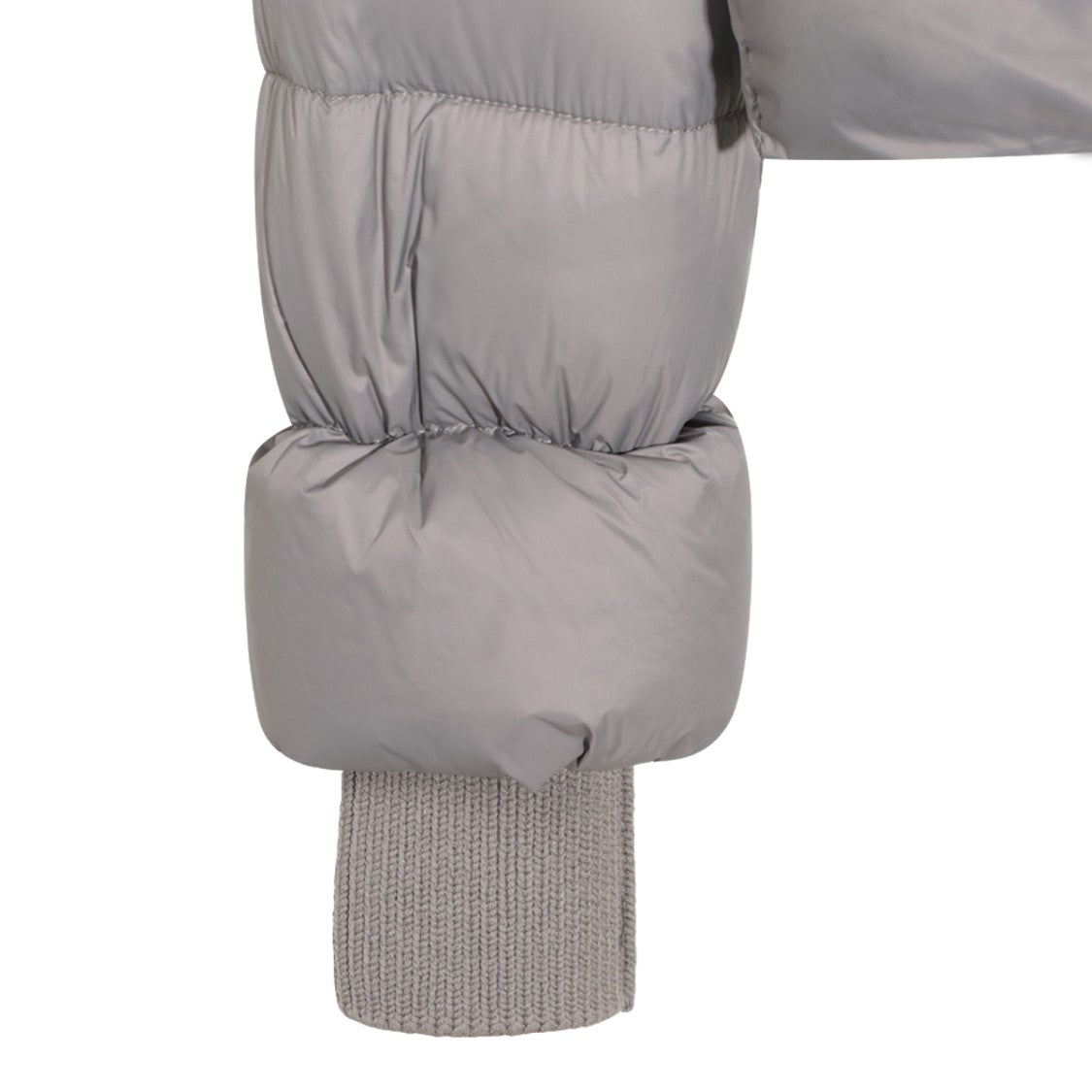 Rick Owens Quilted Grey Down Jacket With Hood And Extended Cuffs
