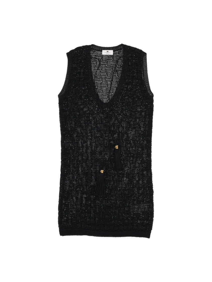Elisabetta Franchi Sleeveless Open Weave Knit Dress