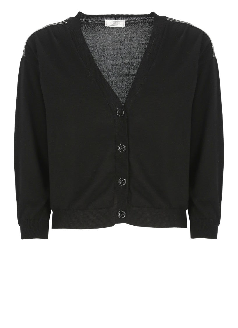 Peserico Black Cotton Cardigan
