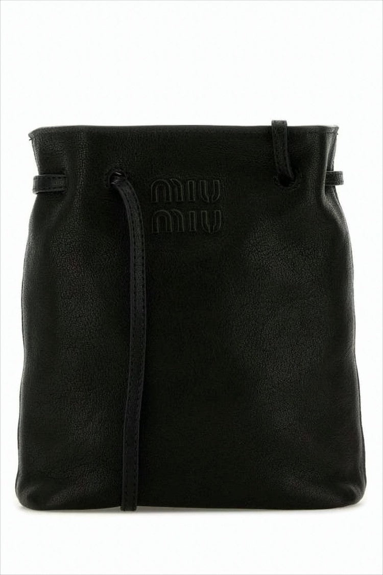 Miu Miu Minimalist Black Napa Leather Shoulder Bag