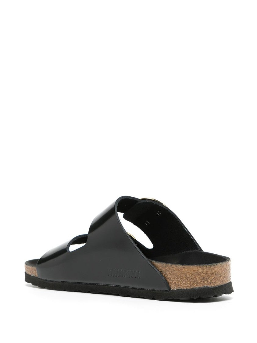 Birkenstock Black Vitello Sandals With Gold-Tone Buckles