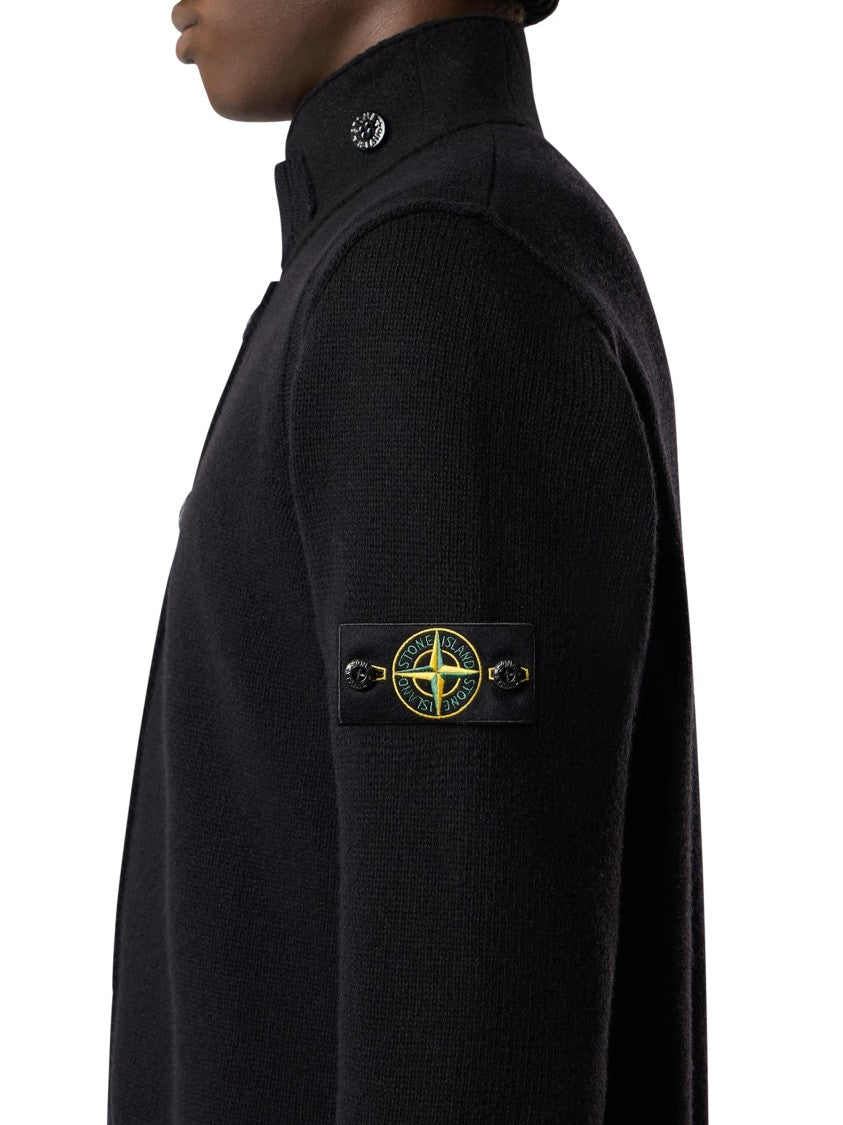 Stone Island High-Collar Arm-Patch Knit Sweater