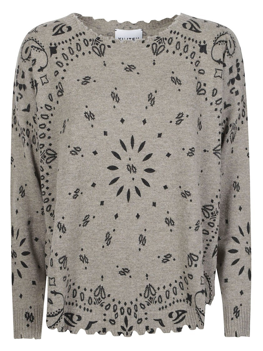 Kujten Mela Abba Bandana Scalloped Cashmere Sweater