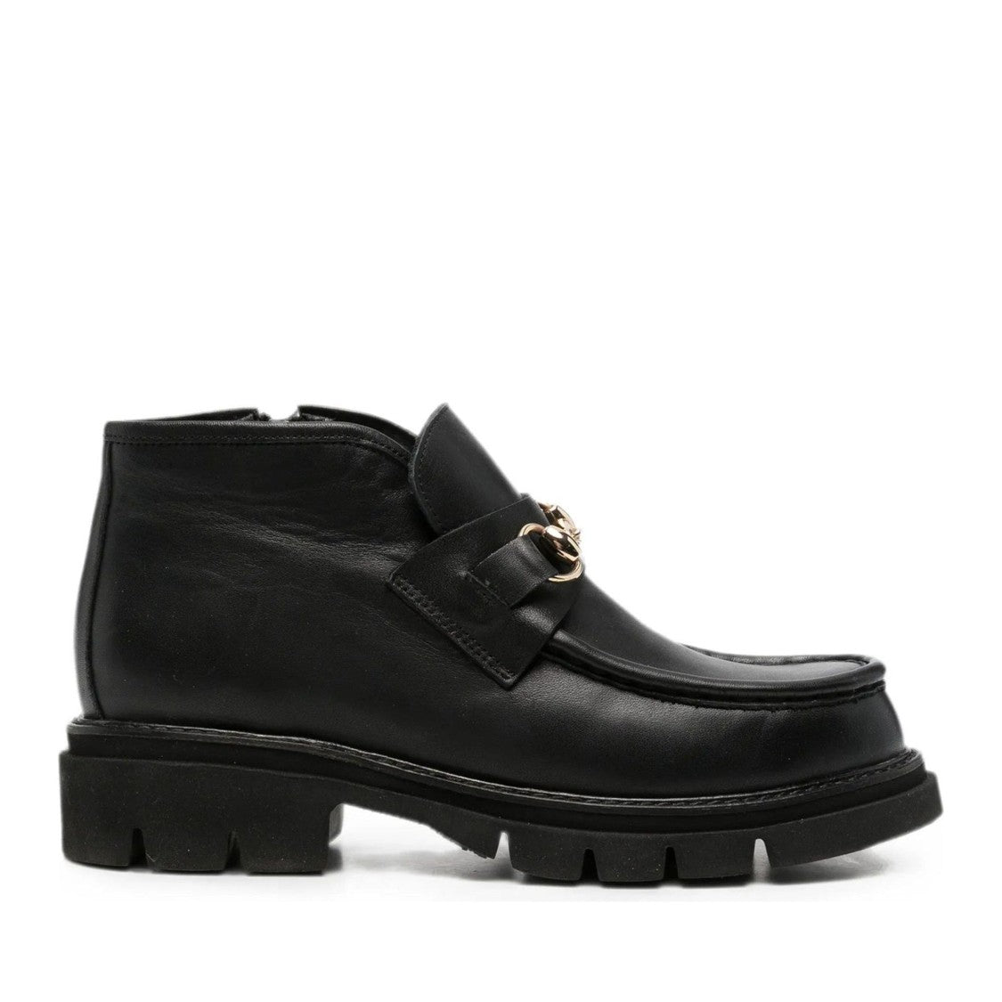 Sergio Moretti Black Leather Metallic Bit Boots