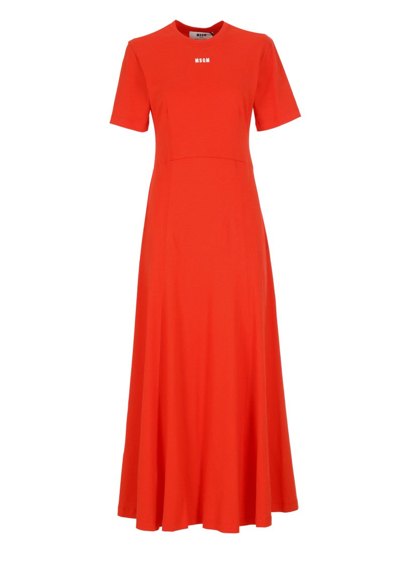 Msgm Orange Cotton Dress