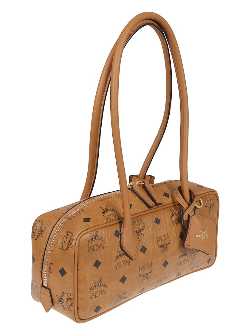 Mcm Rectangular Handbag With All-Over Logo Print