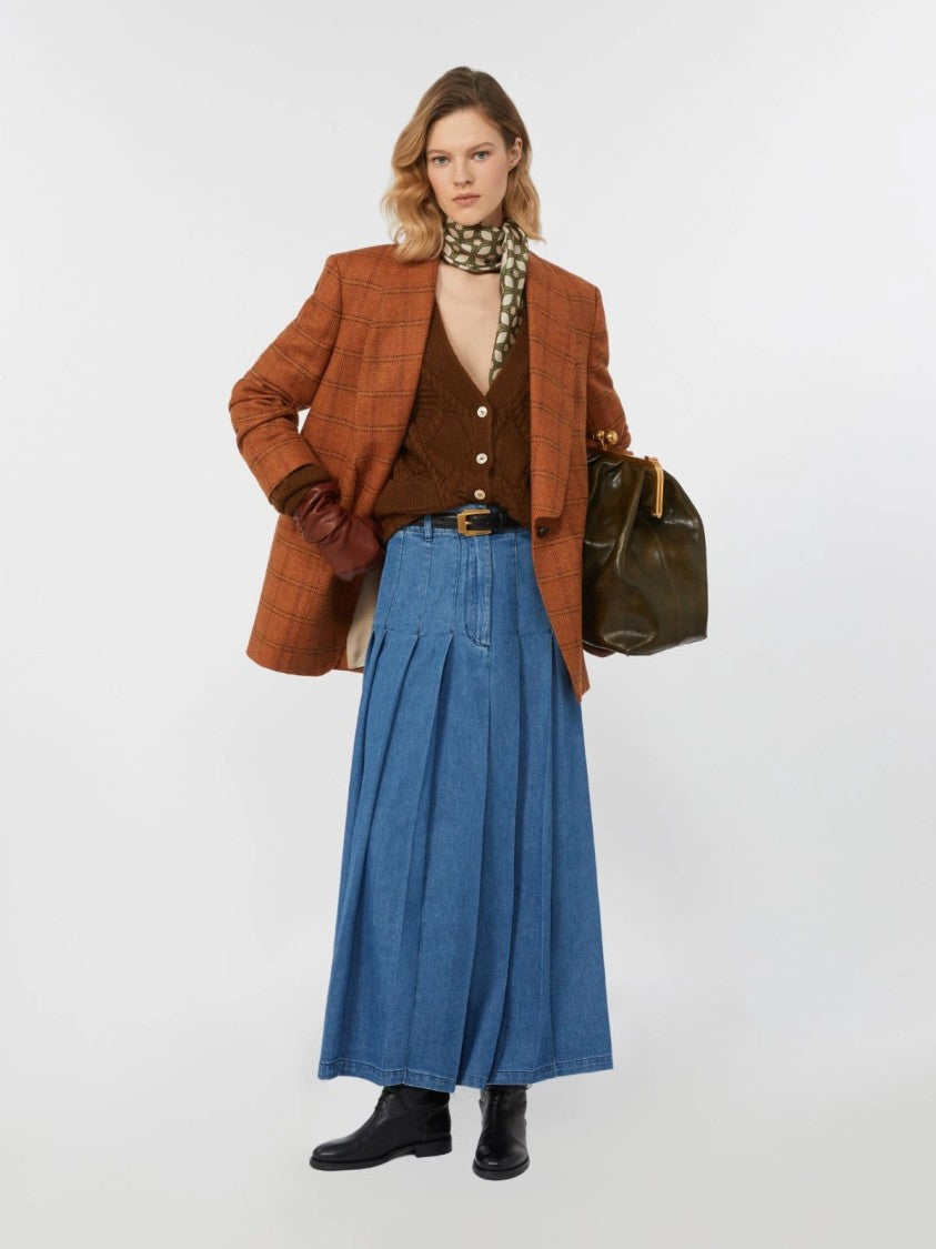 Max Mara Textured Brown Knit Bolero With Button-Down Front
