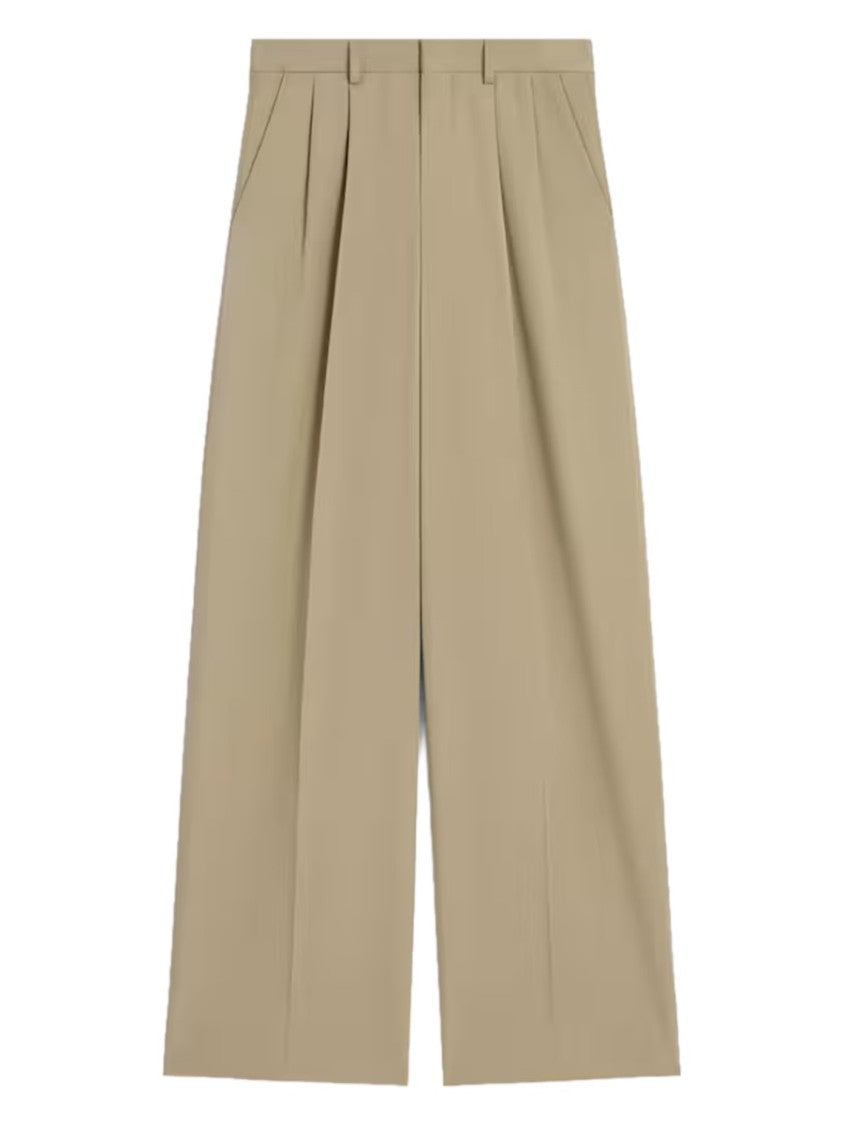 Celine Cream Cotton-Wool Straight-Leg Pants