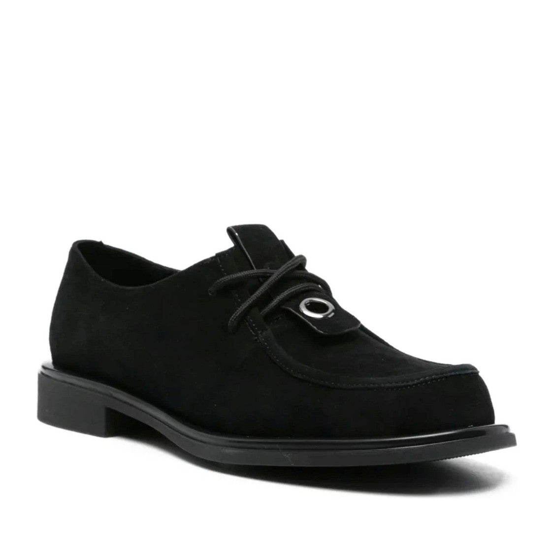 Adrianna Feretti Black Soft Decorative Metal Eyelet Suede Loafers