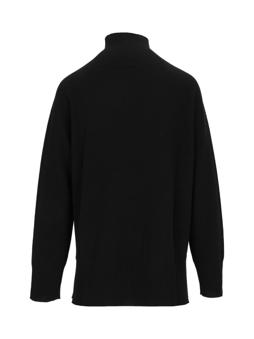 Kangra Cashmere Raglan Turtleneck Sweater With Side Slits And Ribbed Details