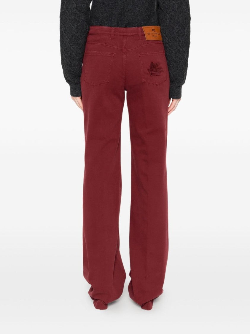 Etro Bordeaux Wide-Leg Jeans With High Waist