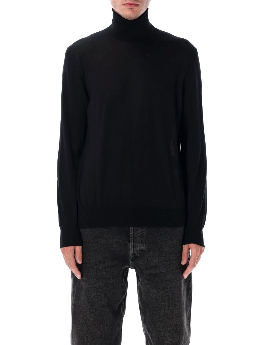 Saint Laurent High Neck Fitted Ribbed Sweater