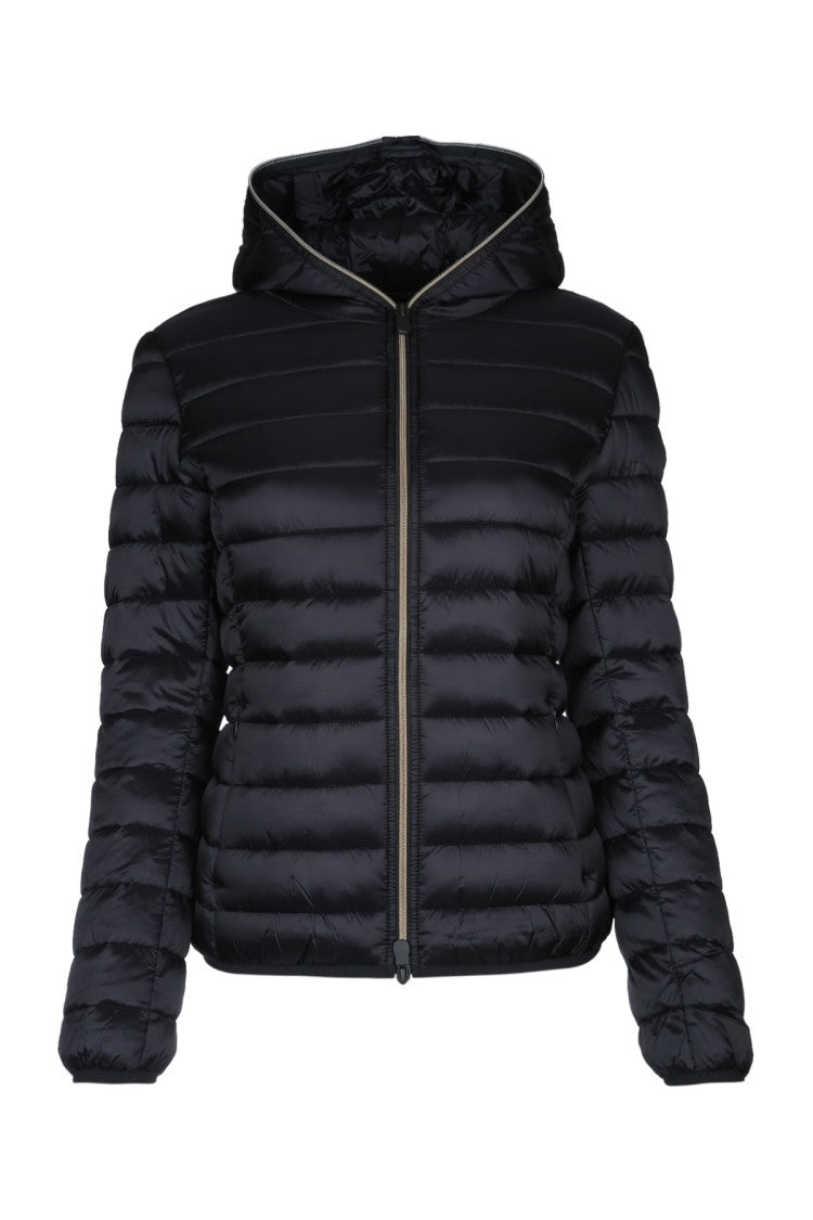 Save The Duck Quilted Lightweight Black Jacket With High Collar
