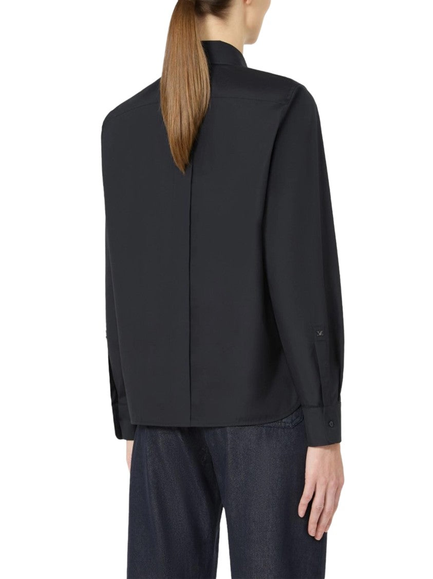 Max Mara Minimalist Blue Shirt With Concealed Button Placket