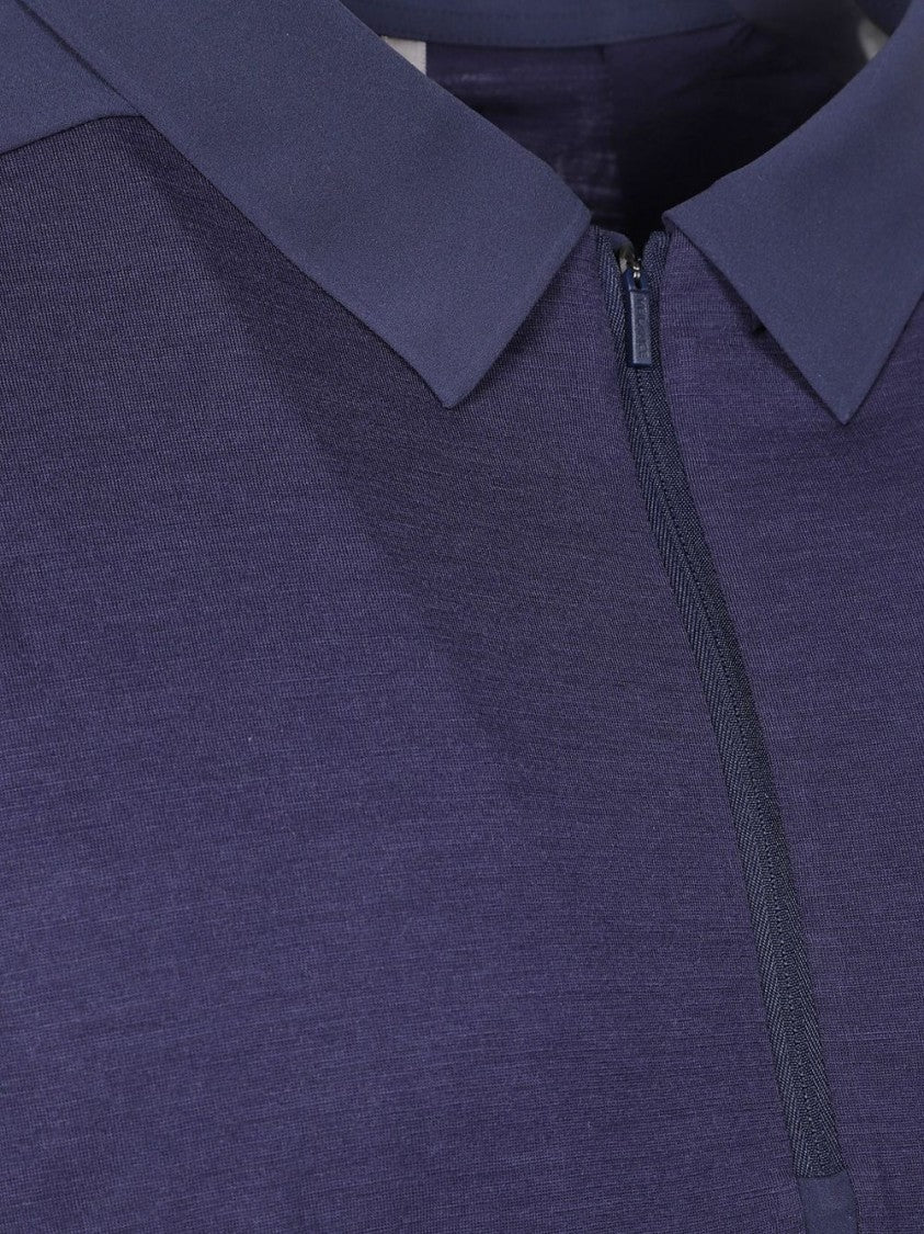 Veilance Long Sleeve Dark Blue Wool Blend Polo Shirt