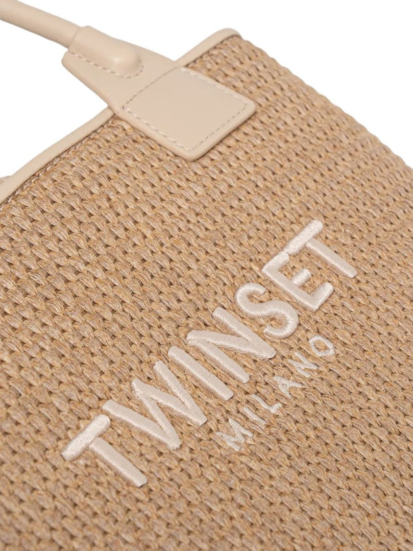 Twin-Set Beige Woven Detachable Shoulder Bag