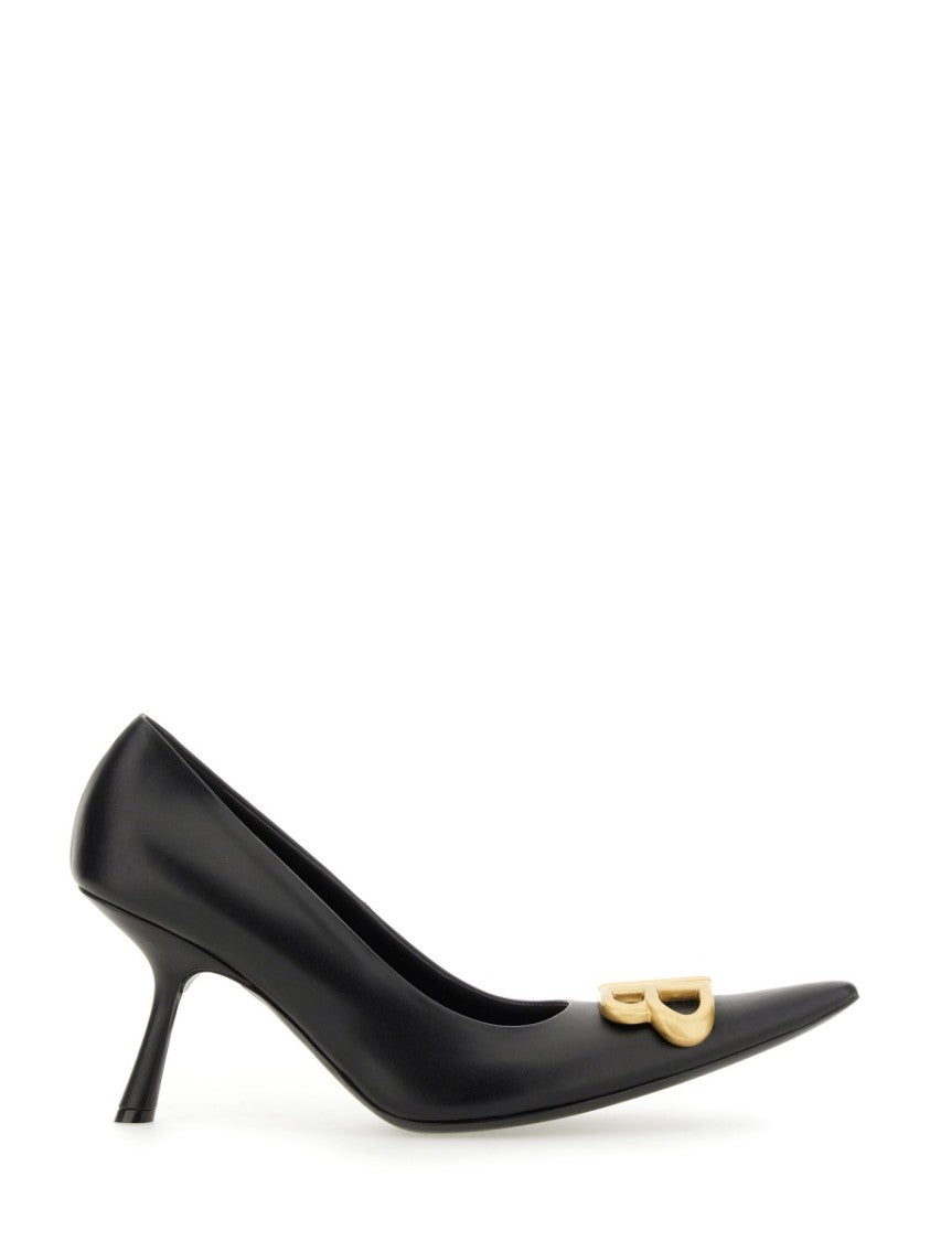 Balenciaga High-Heeled Leather Pumps With Pointed Toe