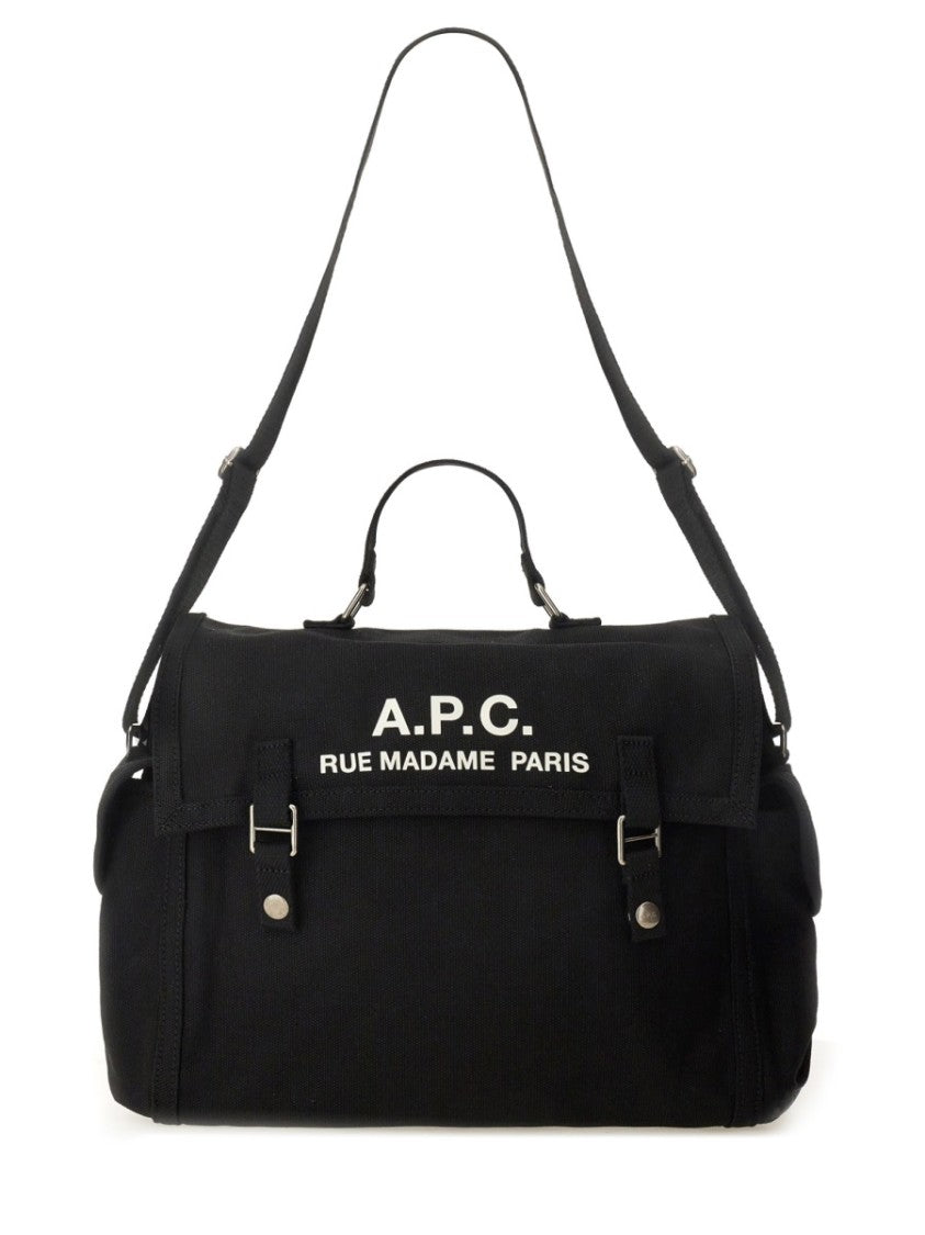 A.P.C. Structured Cotton Logo Shoulder Bag