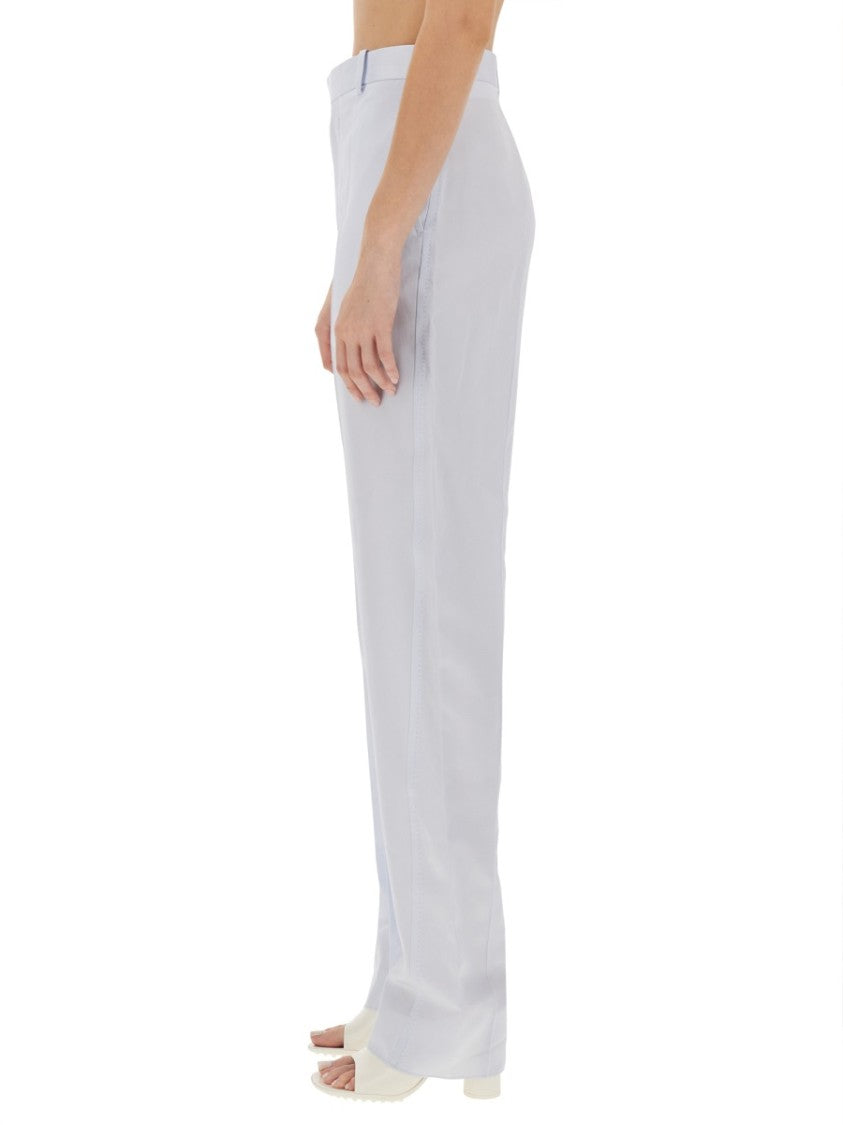 Bottega Veneta Wide Leg Straight Cut Pants With Flowing Drape