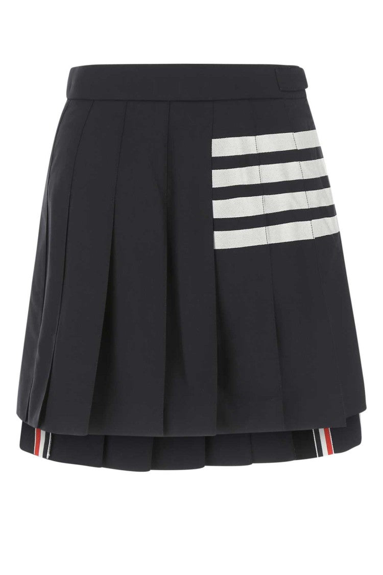 Thom Browne Navy Blue Wool Mini Skirt