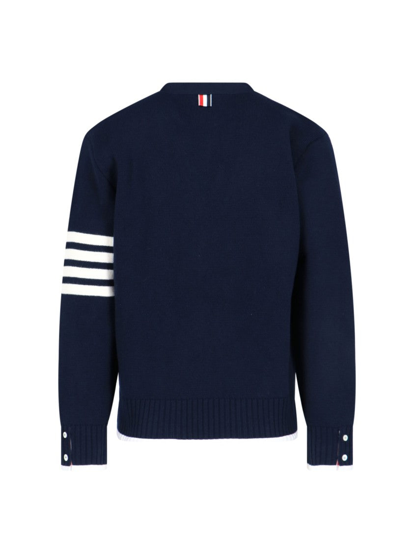 Thom Browne "4-Bar" Wool Cardigan – Navy