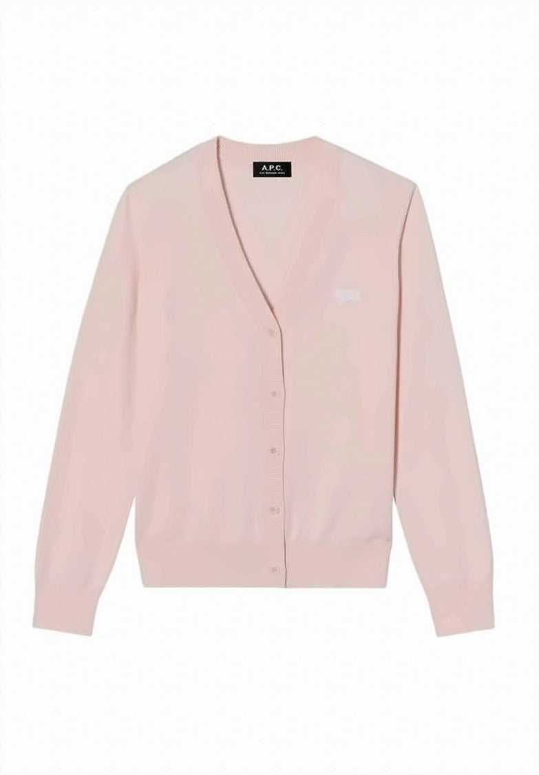 A.P.C. Cropped Pink Cardigan With V-Neckline