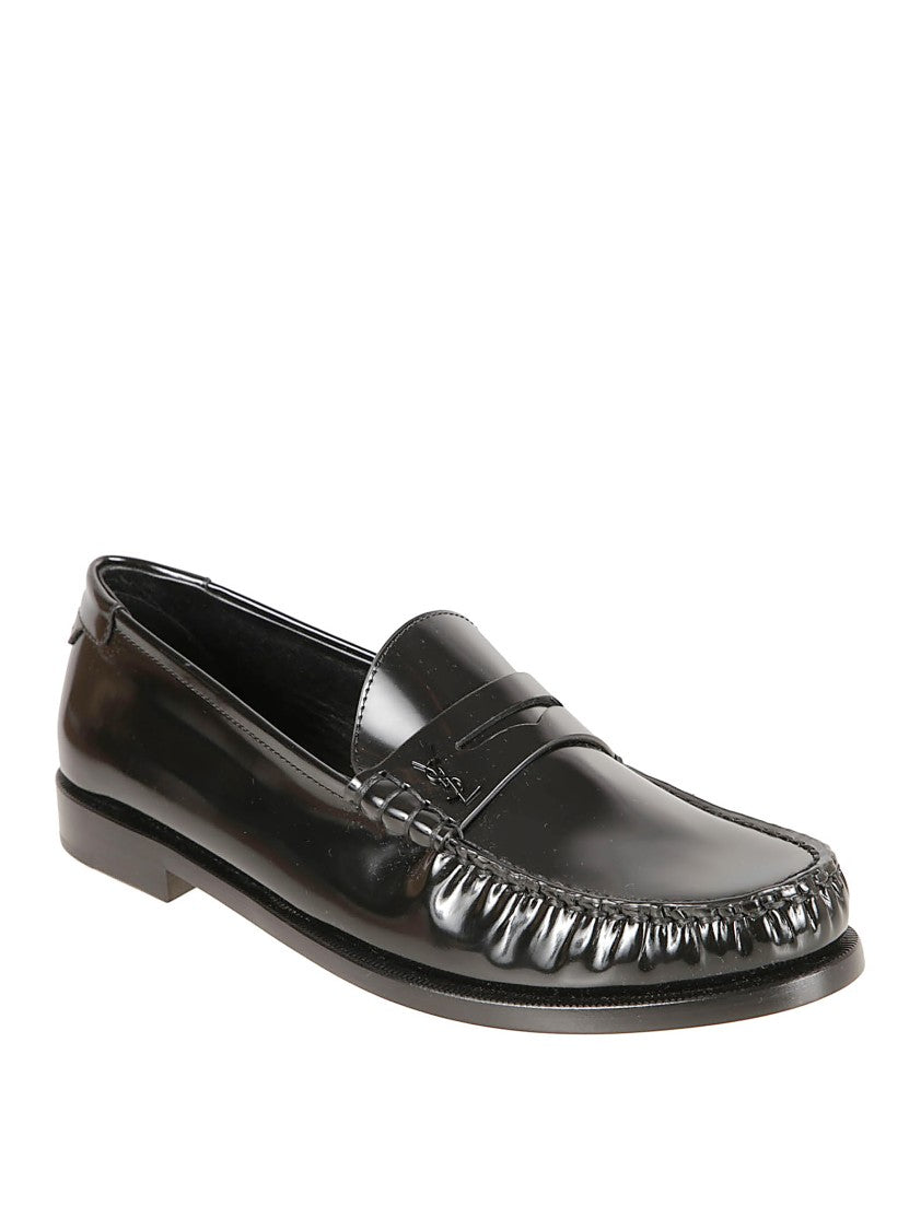 Saint Laurent Shiny Black Leather Loafers