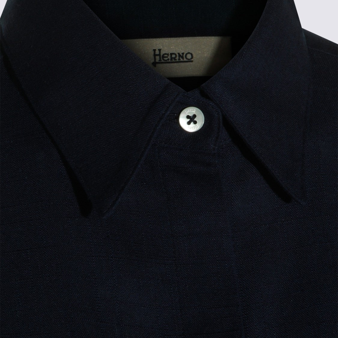 Herno Classic Navy Shirt With Elbow-Length Sleeves