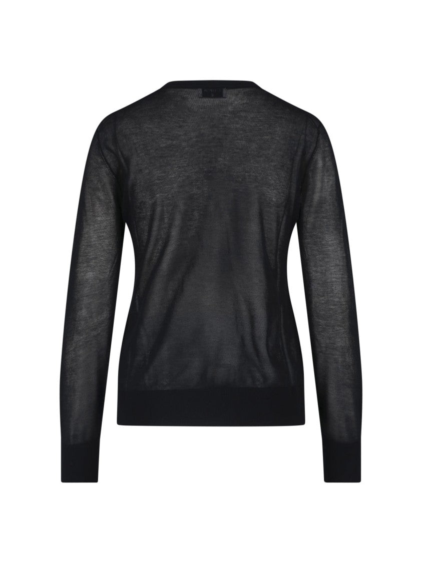 Filippa K Black Lightweight Semi-Sheer Round Neck Sweater