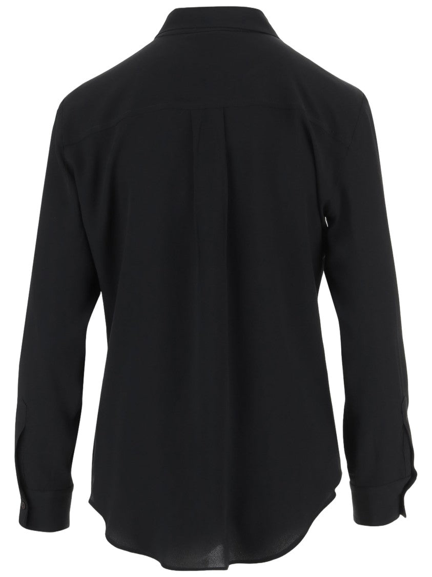 F.It Silk-Blend Black Shirt With Classic Collar