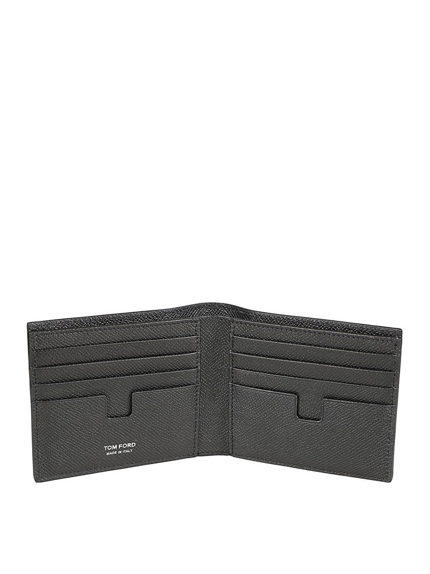 Tom Ford Textured Leather Bifold Wallet With Monogrammed Accent