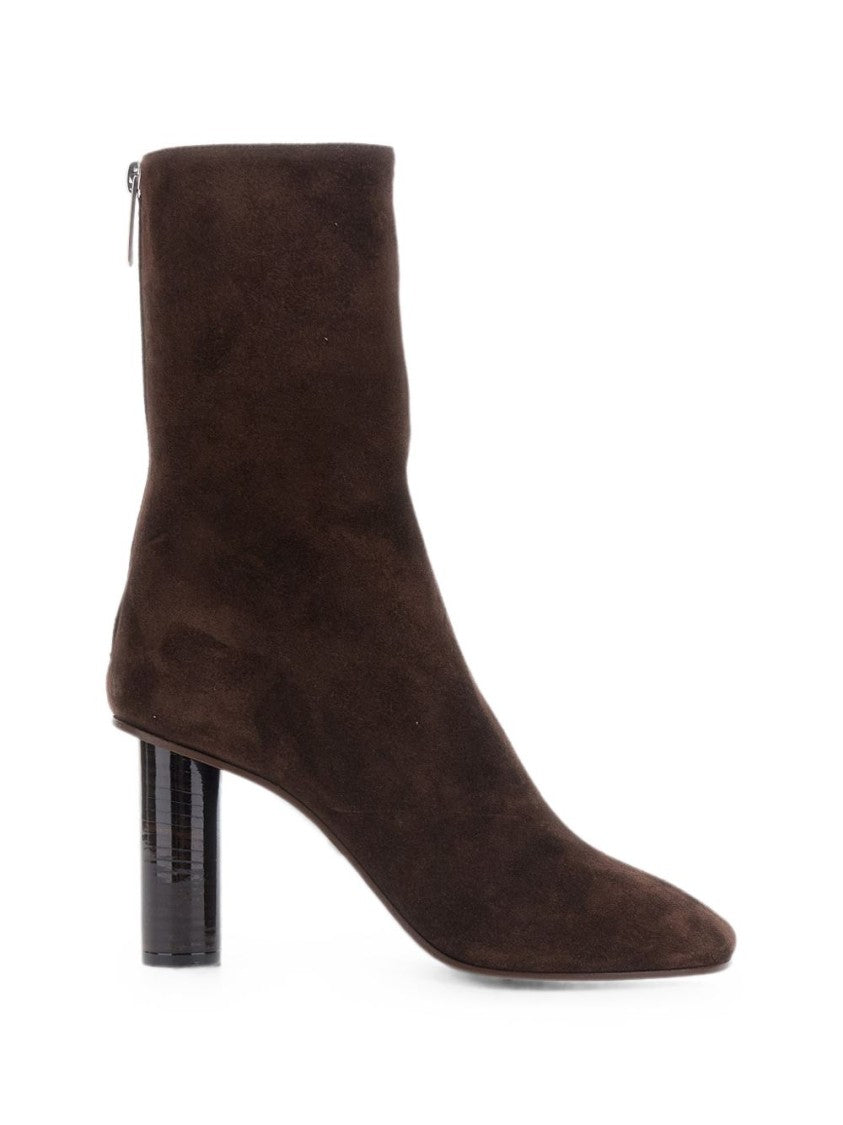 Paris Texas Pointed-Toe Silk-Nylon Cylindrical Mid-Heel Boots