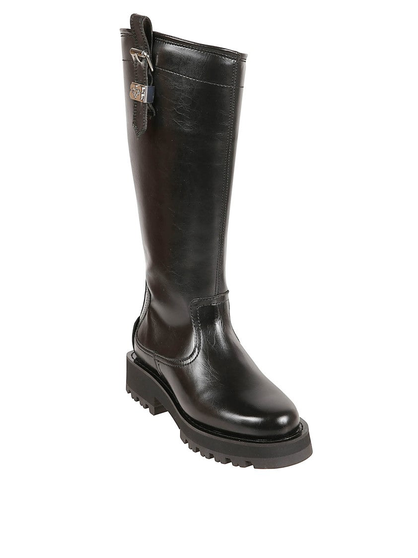 Ganni Black Boots With Buckle Detail
