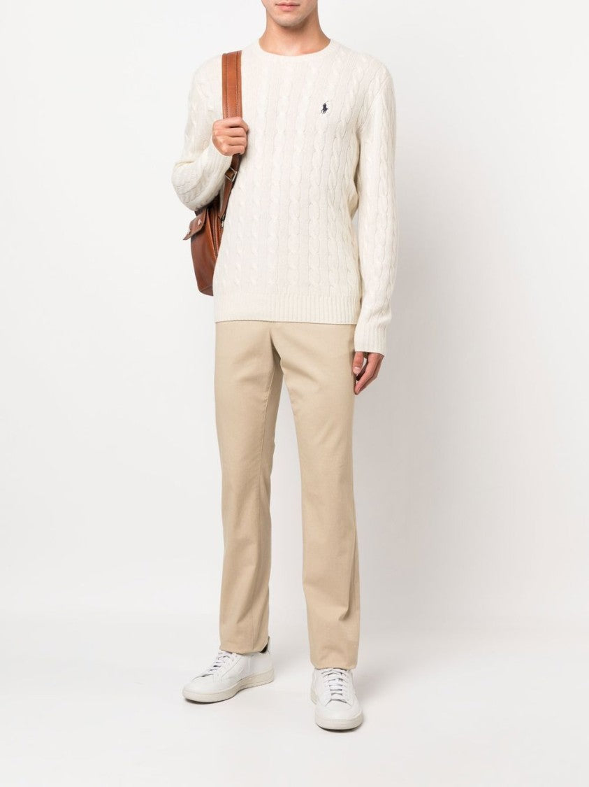Polo Ralph Lauren Textured Cable Knit Sweater With Round Neckline And Fitted Silhouette
