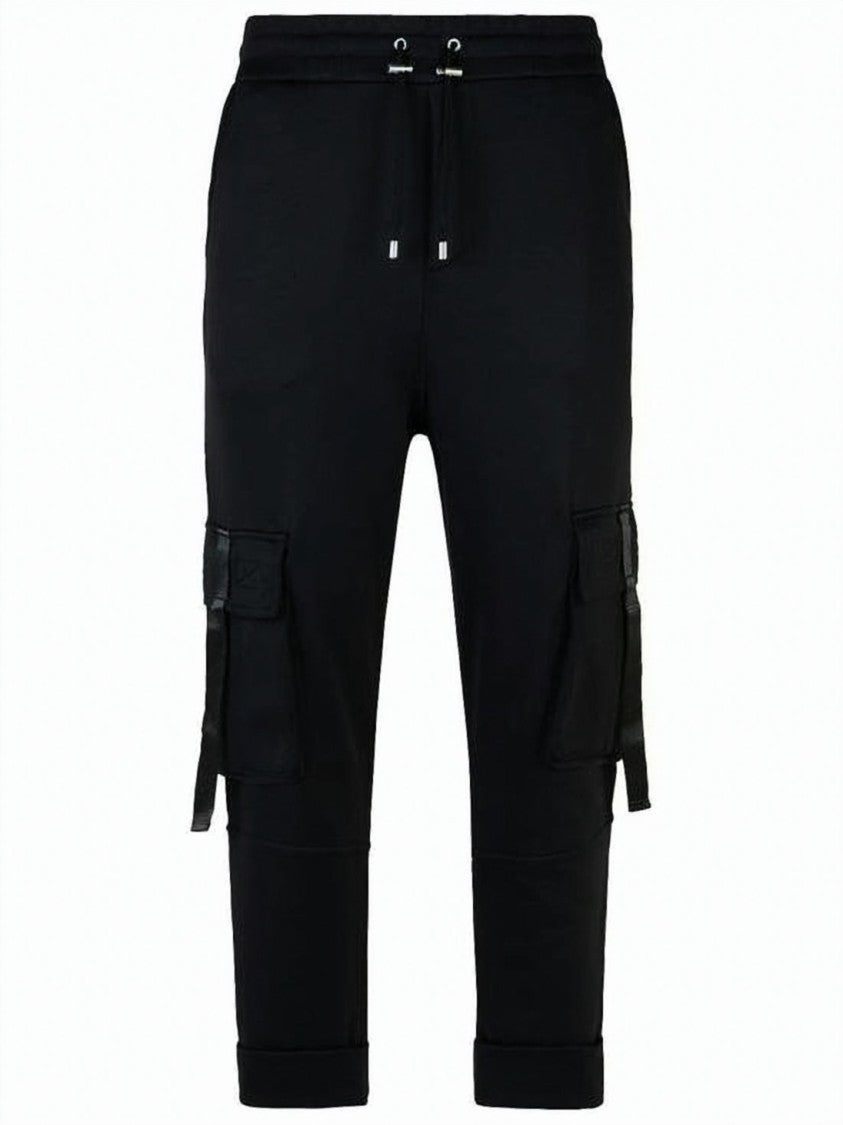 Balmain Cropped Jogger Pants With Drawstring Waistband And Cargo Pockets