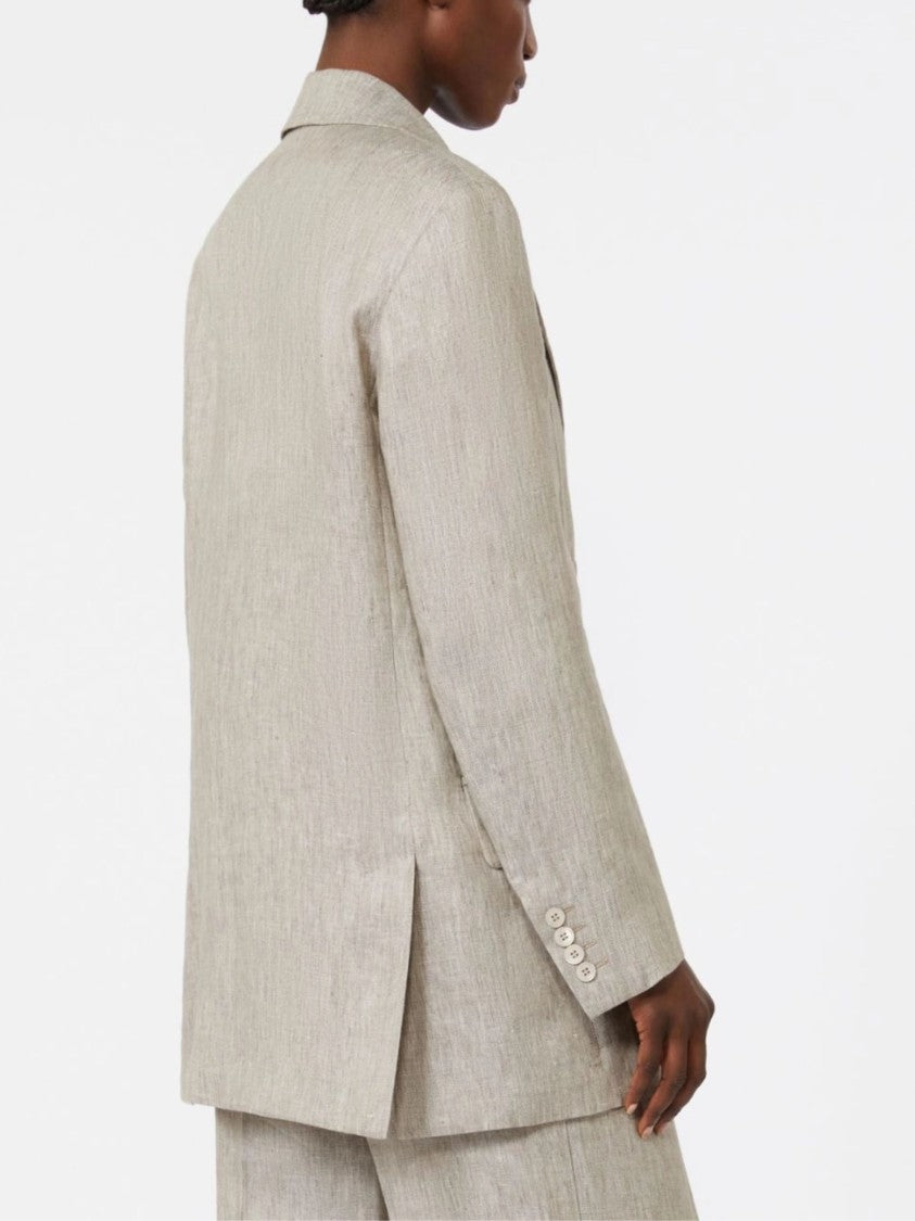 Max Mara Beige Double Breasted Linen Blazer