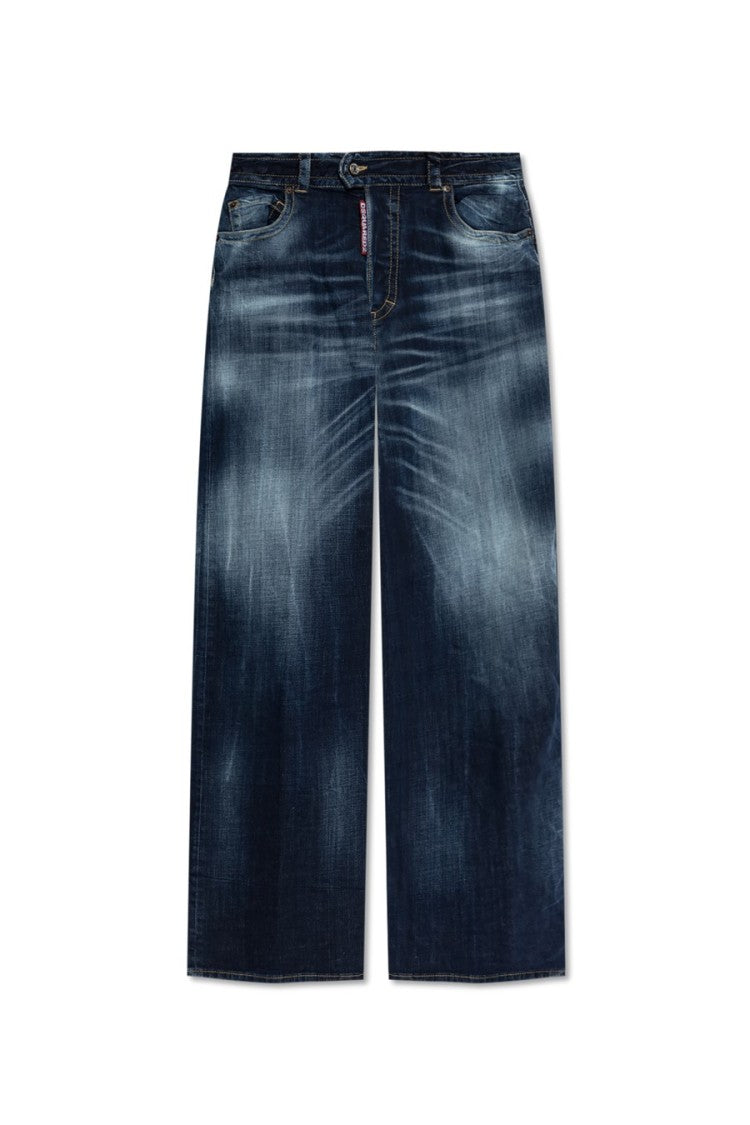 Dsquared2 Wide-Leg High-Waist Jeans With Faded Wash