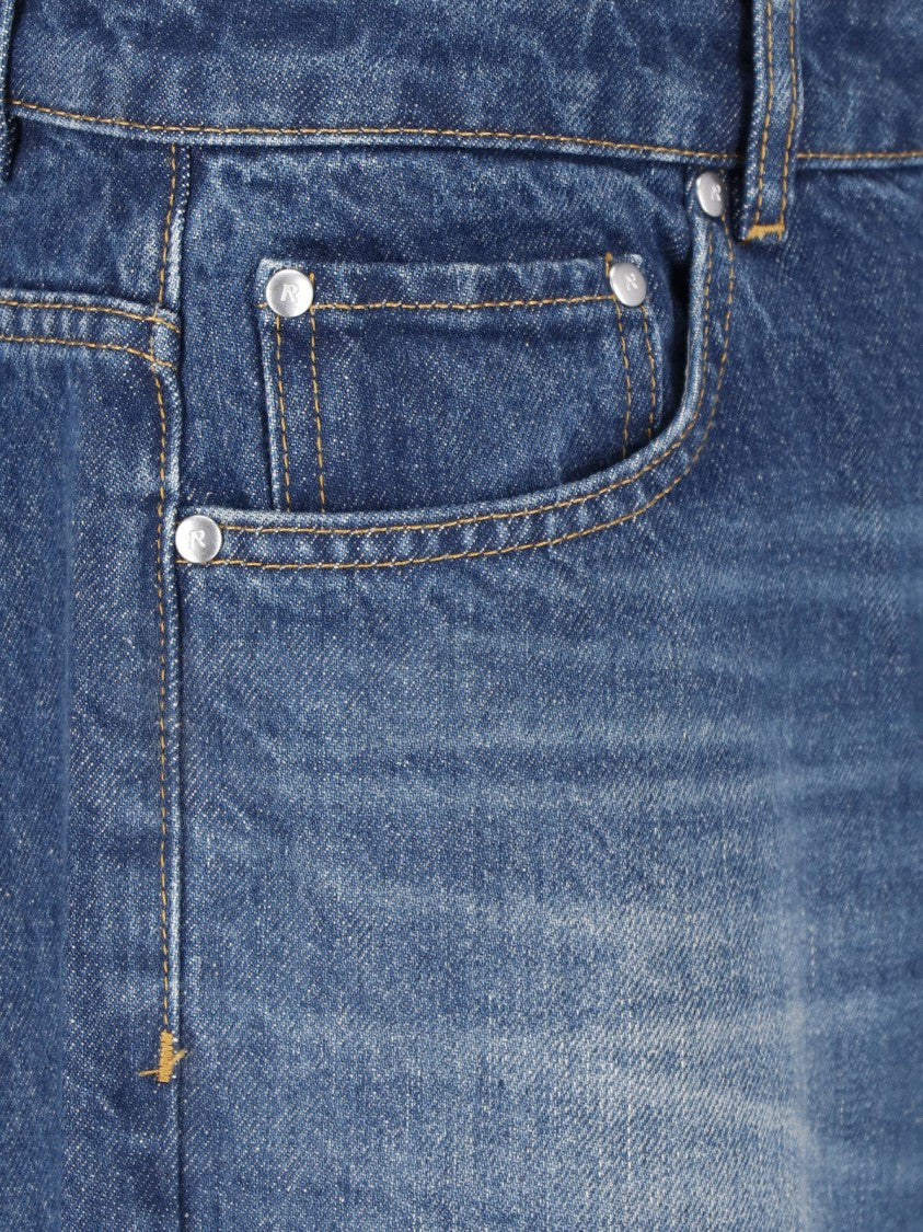 Represent Blue Heaton Destroyed Straight-Leg Cotton Denim Jeans