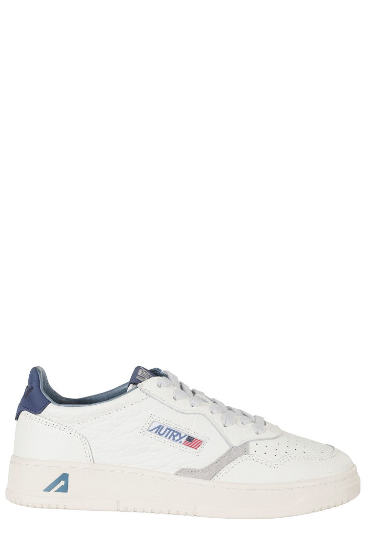 Autry Cream Blue Medalist Low Leather Sneakers