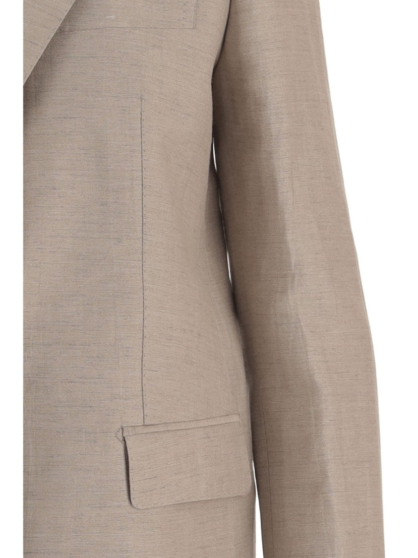 Tagliatore Linen And Cotton Blend Jacket With Lapel Collar