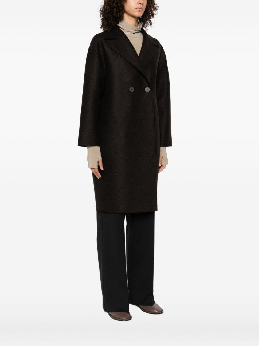 Harris Wharf London Double-Breasted Brown Virgin Wool Coat
