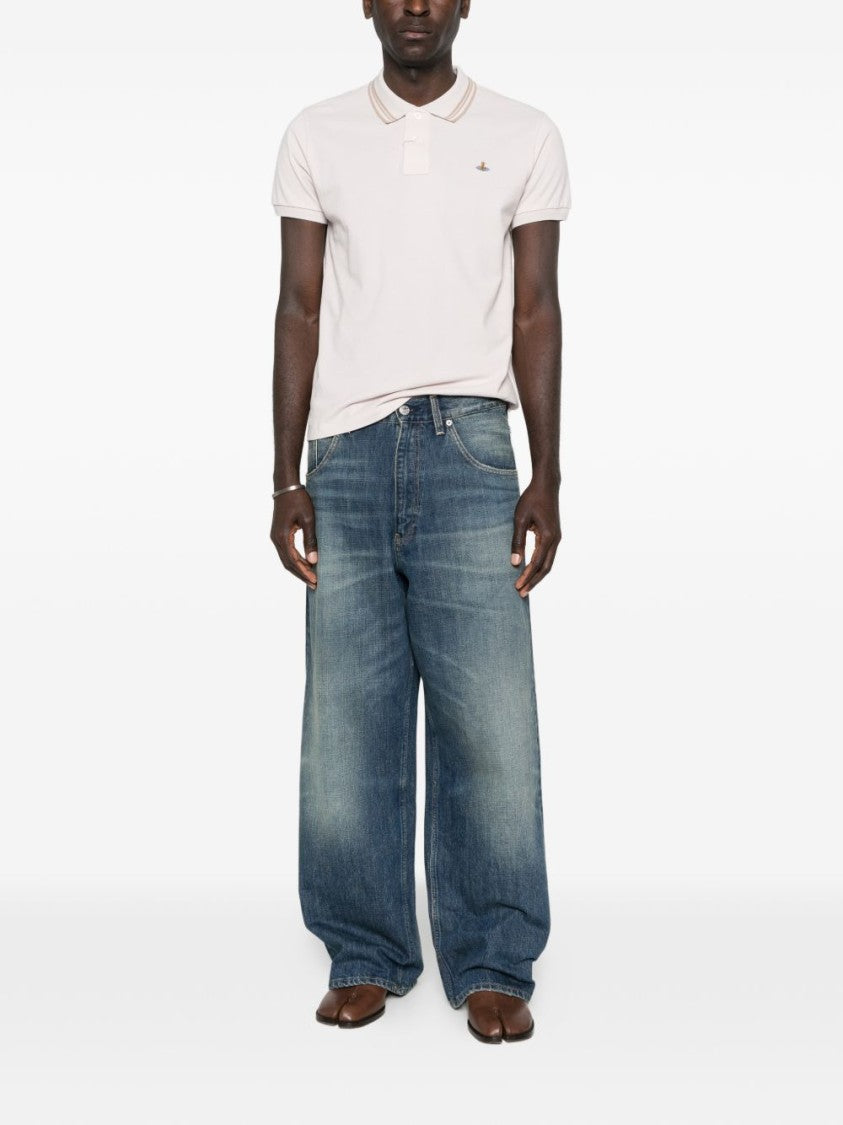 Vivienne Westwood Purple Dual Stripe Logo Side Polo