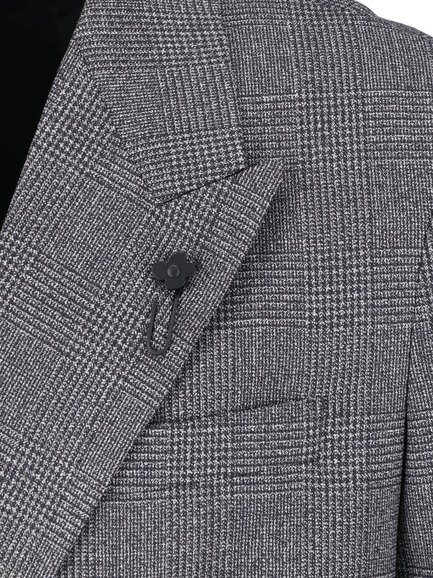 Lardini Grey Pied De Poule Double Breasted Blazer